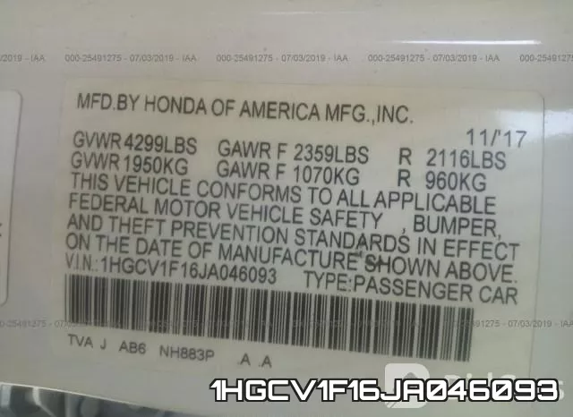 1HGCV1F16JA046093 фото 10