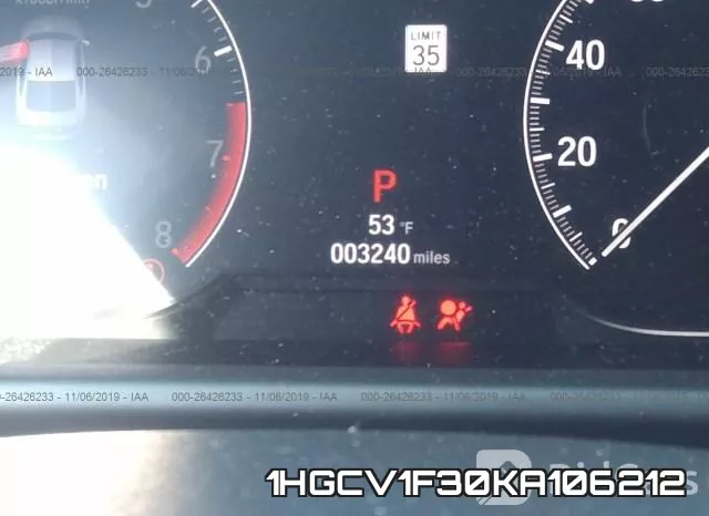 1HGCV1F30KA106212 фото 8