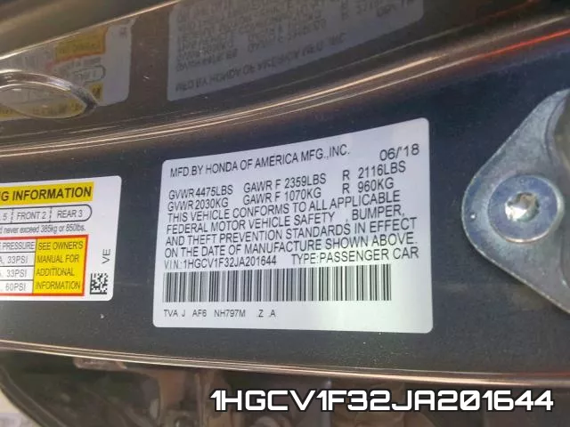 1HGCV1F32JA201644 фото 2