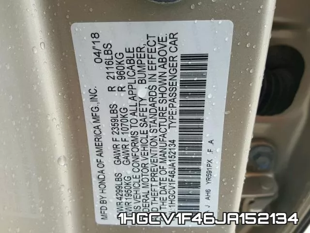 1HGCV1F46JA152134 фото 2