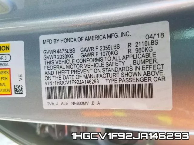 1HGCV1F92JA146293 фото 2
