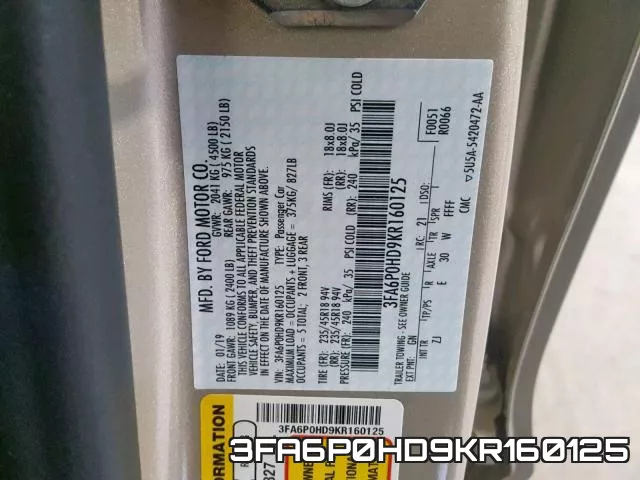 3FA6P0HD9KR160125 фото 2