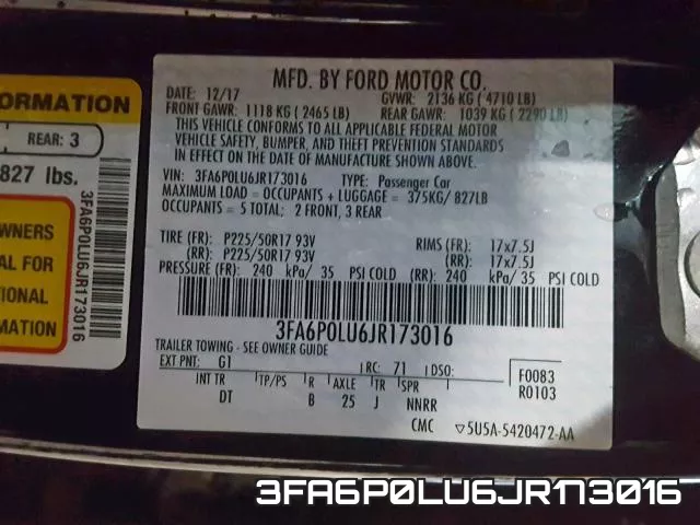 3FA6P0LU6JR173016 фото 2