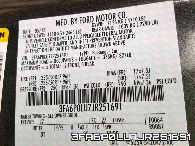 3FA6P0LU7JR251691 фото 2