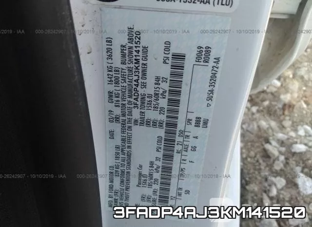 3FADP4AJ3KM141520 фото 10