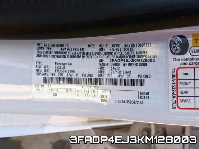 3FADP4EJ3KM128003 фото 2