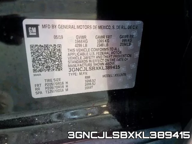 3GNCJLSBXKL389415 фото 2