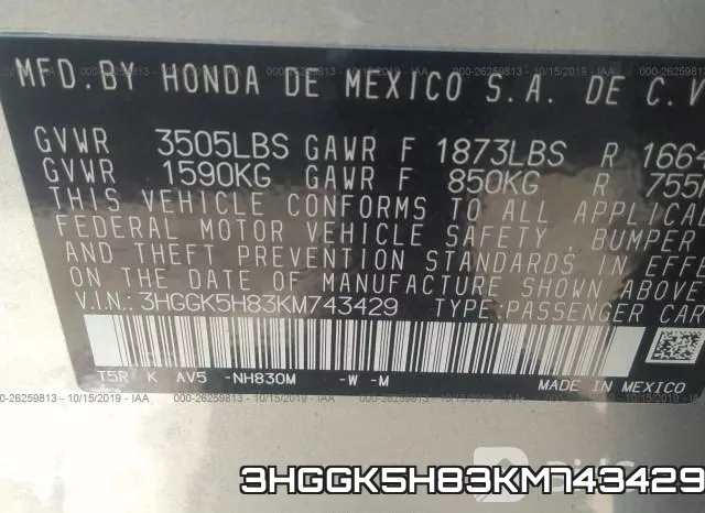 3HGGK5H83KM743429 фото 10