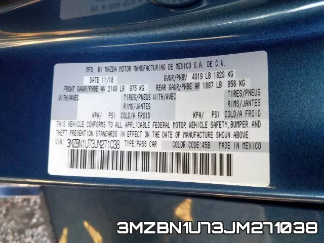 3MZBN1U73JM271038 фото 2