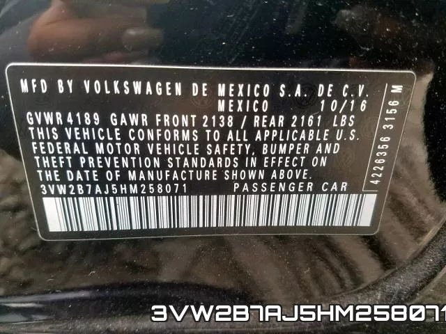 3VW2B7AJ5HM258071 фото 2