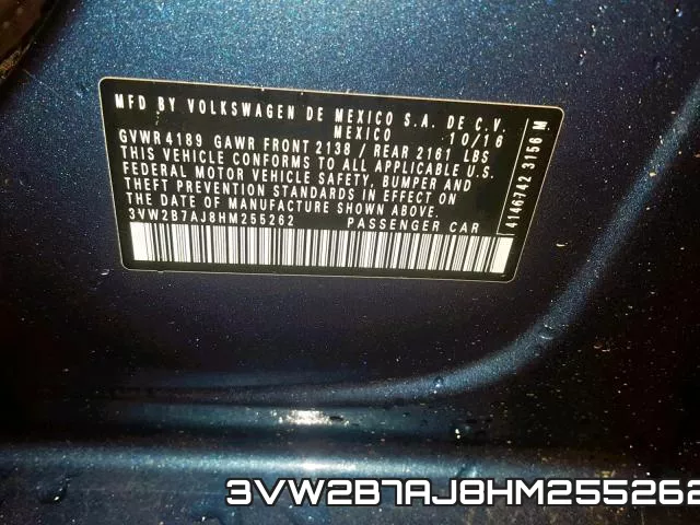 3VW2B7AJ8HM255262 фото 2