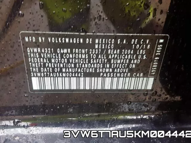3VW6T7AU5KM004442 фото 2