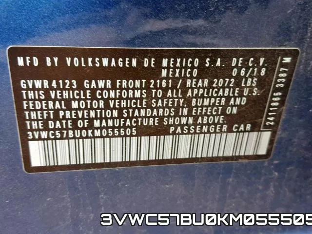 3VWC57BU0KM055505 фото 2