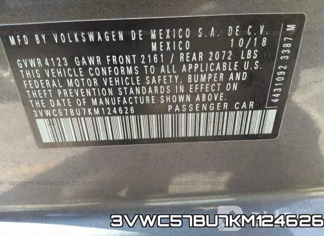 3VWC57BU7KM124626 фото 10