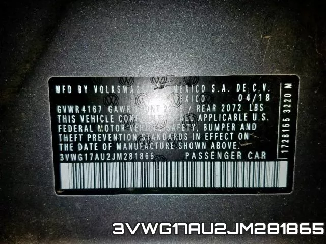 3VWG17AU2JM281865 фото 2
