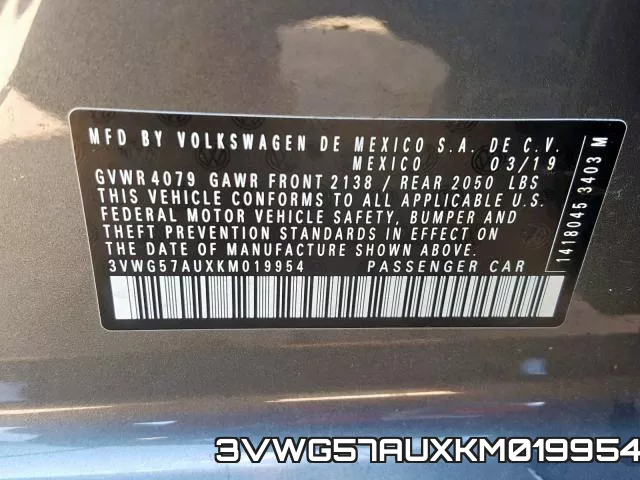 3VWG57AUXKM019954 фото 2