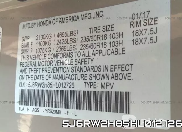 5J6RW2H85HL012726 фото 9