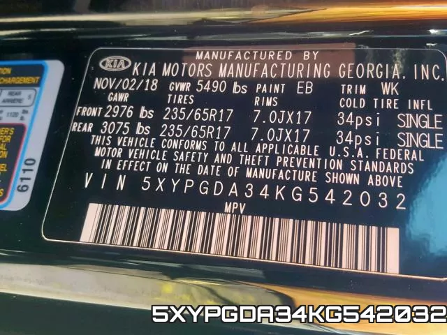 5XYPGDA34KG542032 фото 2