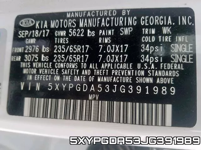 5XYPGDA53JG391989 фото 2