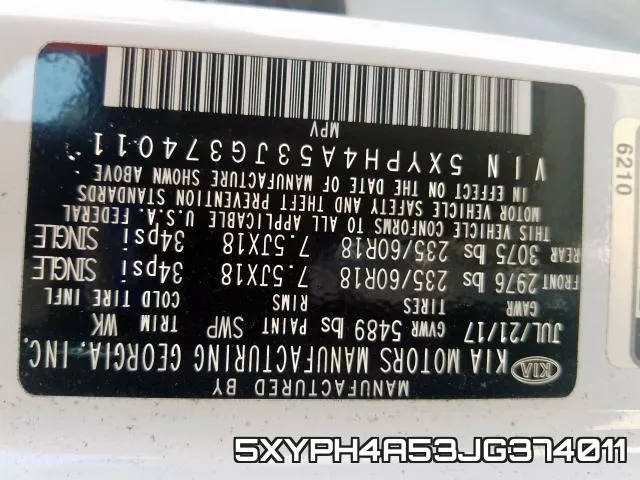 5XYPH4A53JG374011 фото 2
