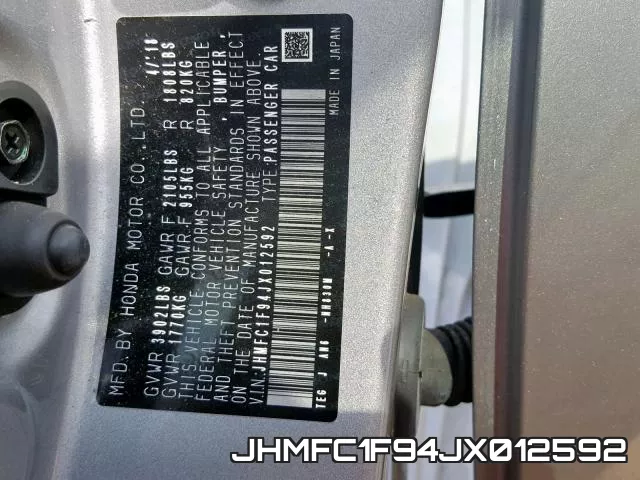JHMFC1F94JX012592 фото 2