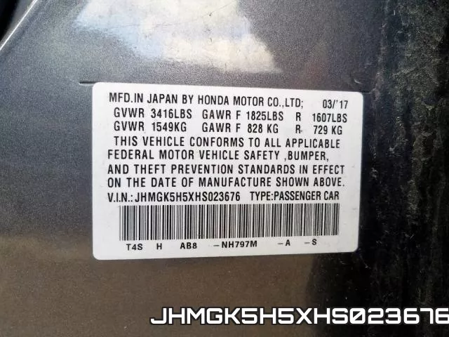 JHMGK5H5XHS023676 фото 2