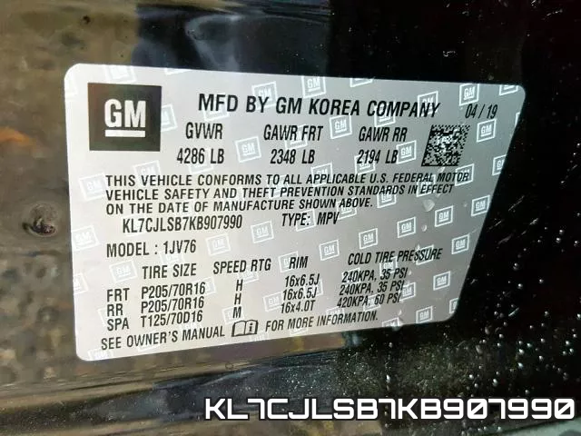 KL7CJLSB7KB907990 фото 2