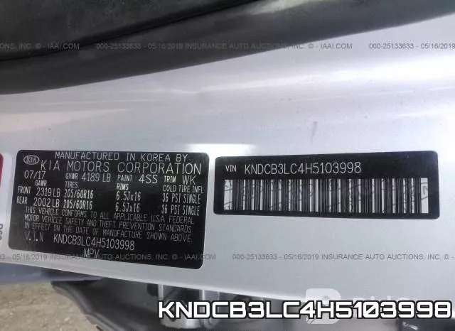 KNDCB3LC4H5103998 фото 10