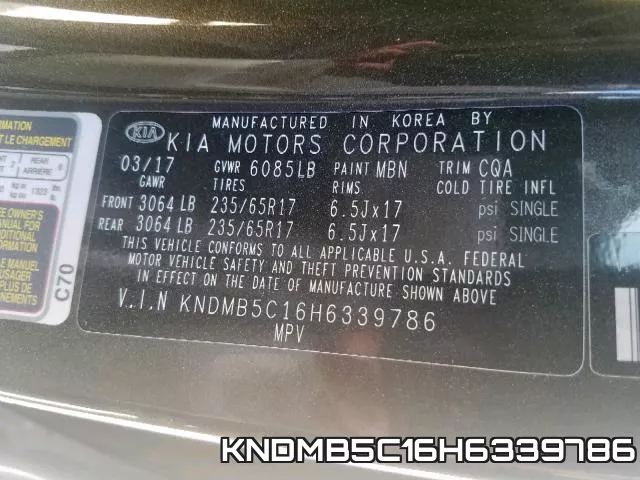 KNDMB5C16H6339786 фото 2
