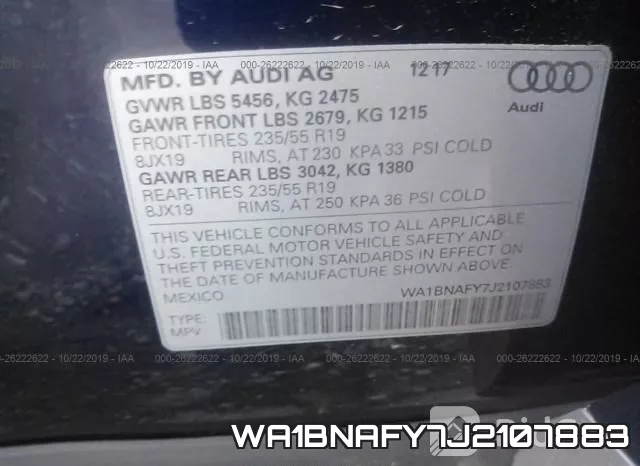 WA1BNAFY7J2107883 фото 9