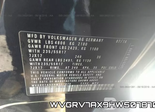 WVGRV7AX9HW507870 фото 10