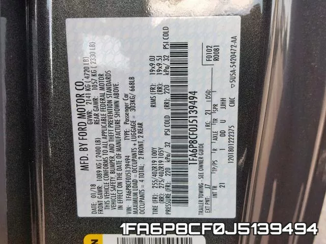 1FA6P8CF0J5139494 фото 2