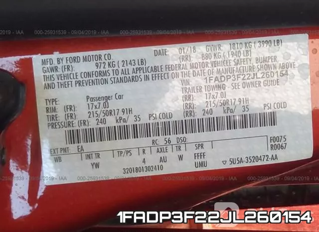 1FADP3F22JL260154 фото 9