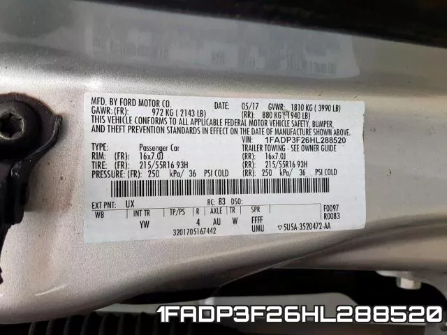 1FADP3F26HL288520 фото 2