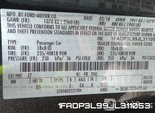 1FADP3L99JL311053 фото 9