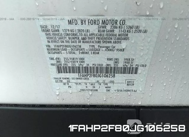 1FAHP2F80JG106258 фото 9