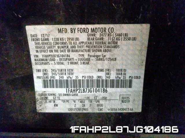 1FAHP2L87JG104186 фото 2