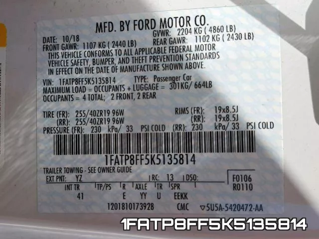 1FATP8FF5K5135814 фото 2