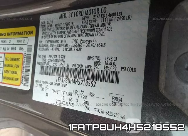 1FATP8UH4H5218552 фото 10