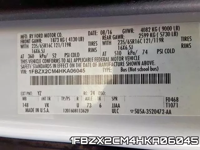 1FBZX2CM4HKA06045 фото 2