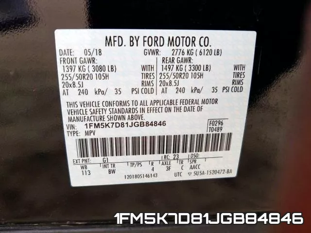 1FM5K7D81JGB84846 фото 2