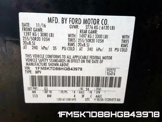 1FM5K7D88HGB43978 фото 2