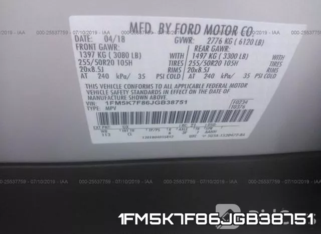 1FM5K7F86JGB38751 фото 10