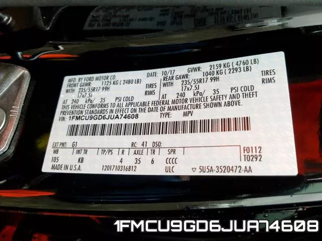 1FMCU9GD6JUA74608 фото 2