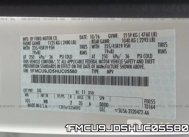 1FMCU9JD5HUC05580 фото 9
