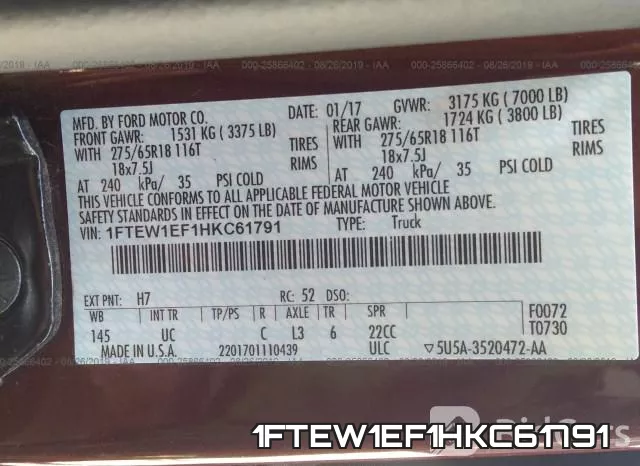 1FTEW1EF1HKC61791 фото 10