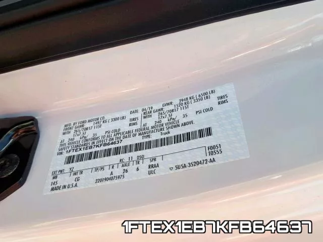1FTEX1EB7KFB64637 фото 2