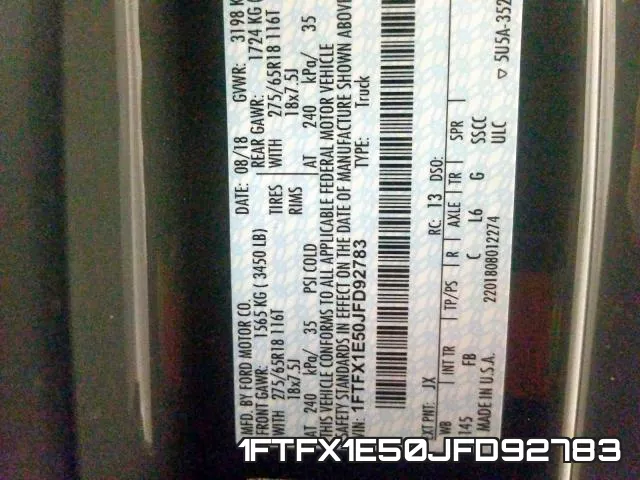 1FTFX1E50JFD92783 фото 2