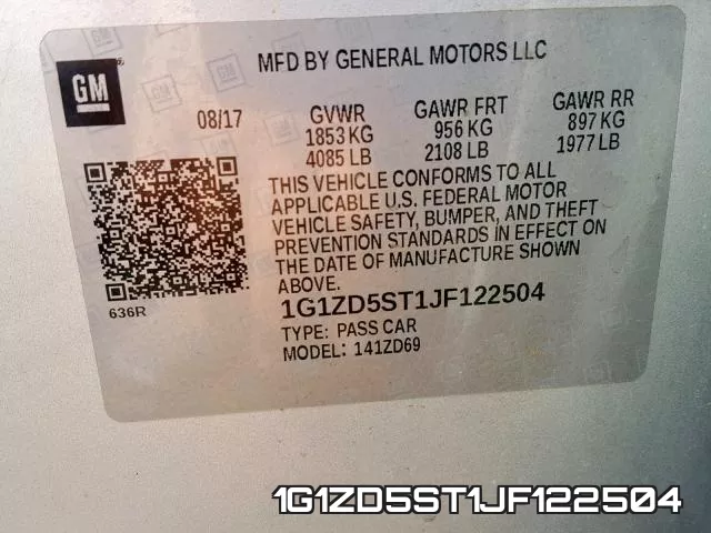 1G1ZD5ST1JF122504 фото 2