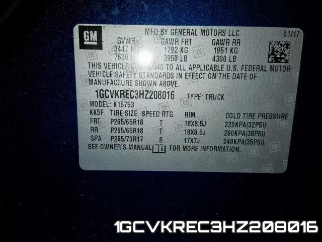 1GCVKREC3HZ208016 фото 2
